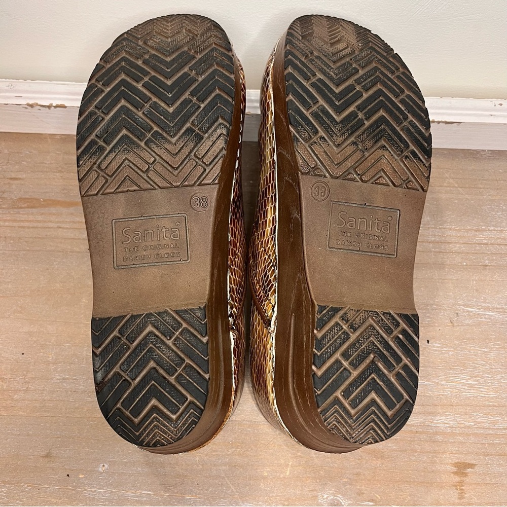 Sanita Tan Snake Skin Embossed Leather Women’s Clogs Rare-Size 38EU, 7.5-8US - Picture 4 of 10